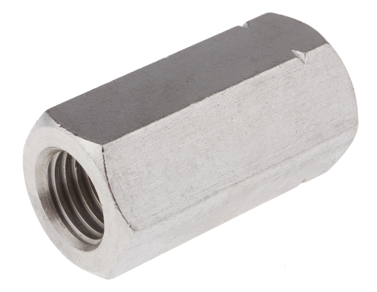825-304 RS PRO 48 mm Plain Stainless Steel Coupling Nut, M16