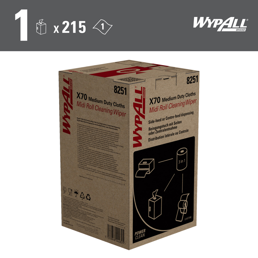 8251 WYPALL WYPALL Wet Cleaning, Carton of, 31 cm 215 Per Pack