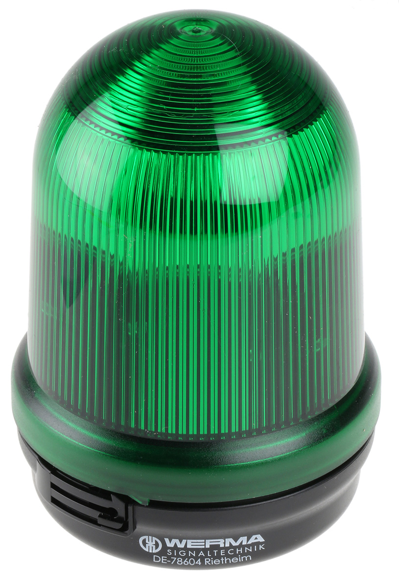 Werma BM 826 Series Green Steady Beacon 24V ac/dc, Incandescent Bulb Base, Bracket, Tube, IP65