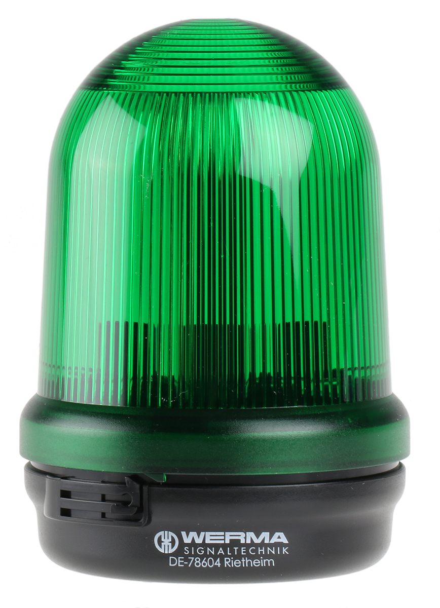 82620000 Werma BM 826 Series Green Steady Beacon 24V ac/dc, Incandescent Bulb Base, Bracket, Tube, IP65