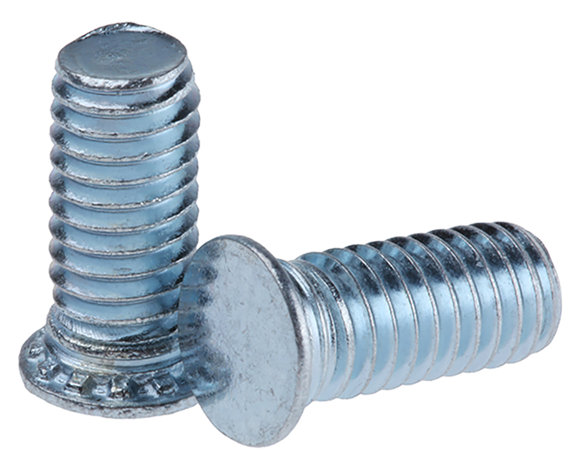 RS PRO Steel Passivated Zinc Plated Self-Clinching Stud, length-14 mm