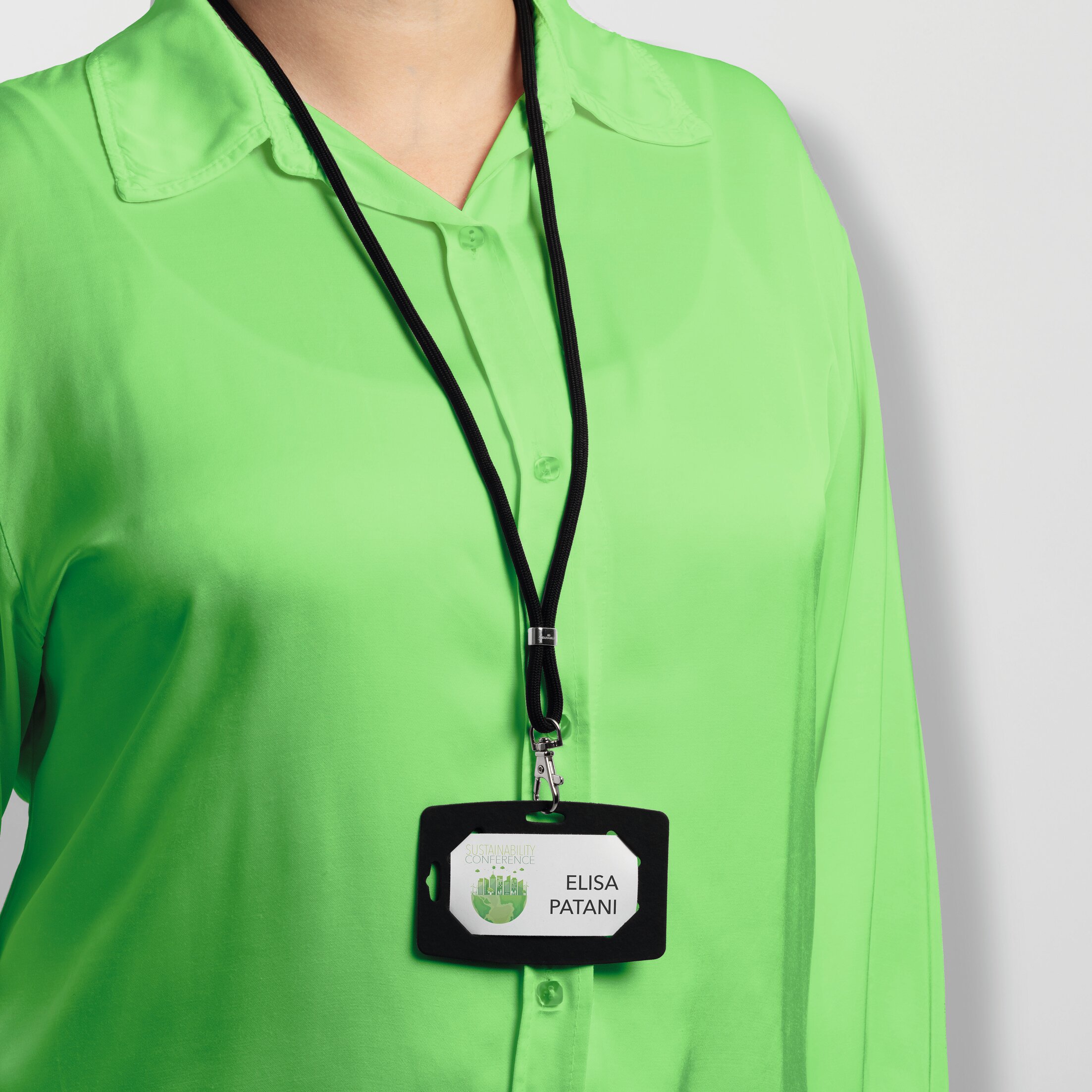 827201 Durable Black 100% Recycled Cardboard Name Badge 20 name badge holders, 3 printable A4 sheets