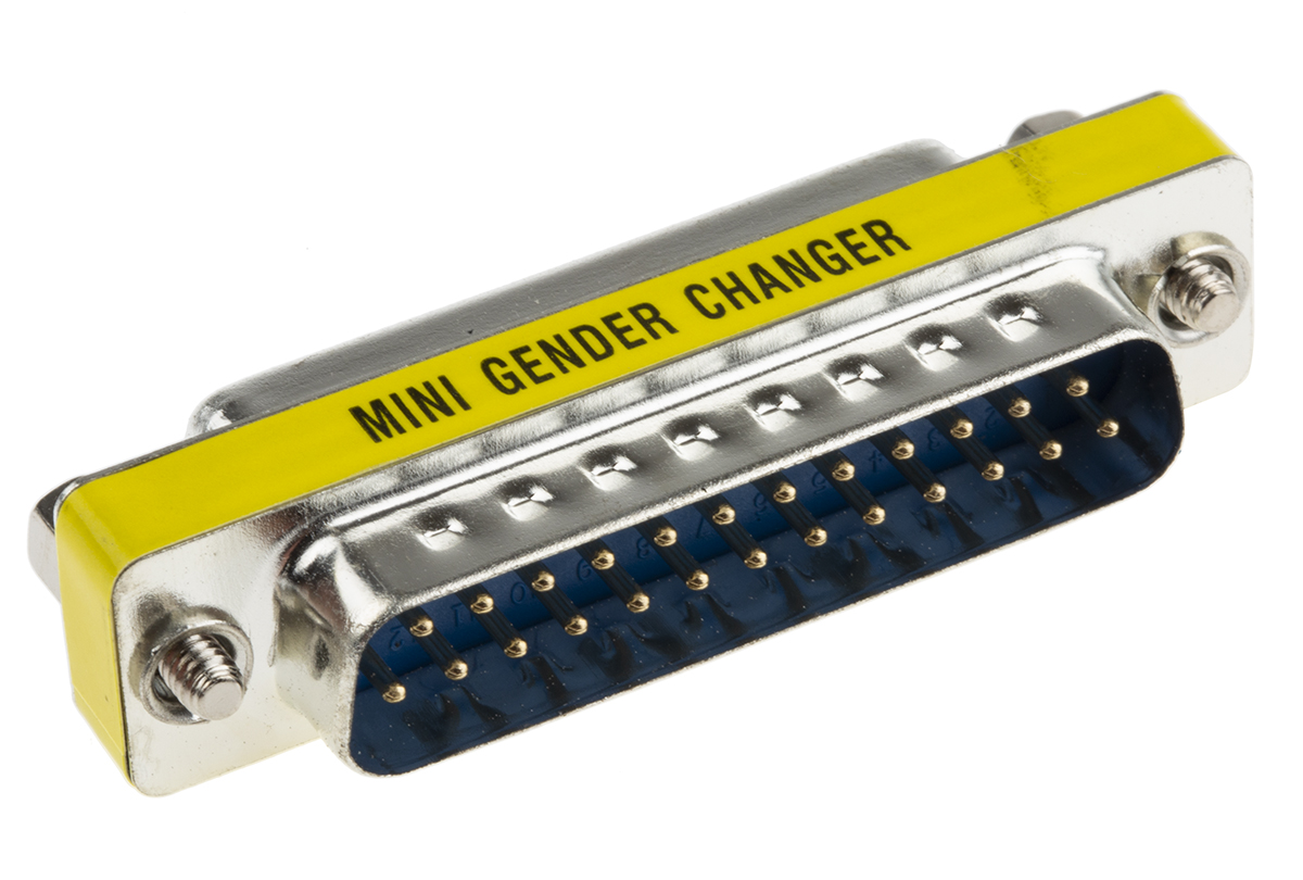 828-252 RS PRO D-Sub Adapter 25-Way D-Sub to Male Male 25 Way D-Sub Female Female