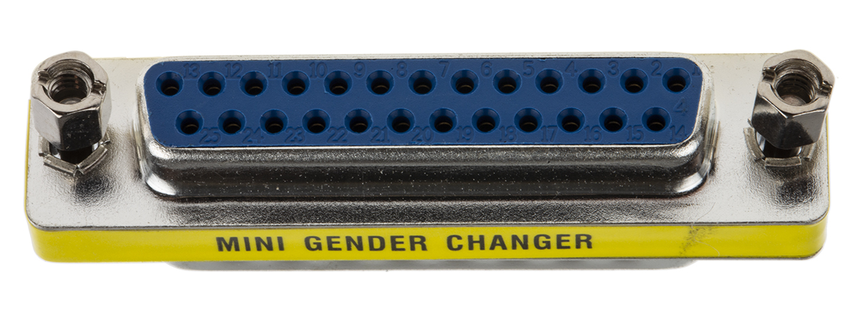 828-252 RS PRO D-Sub Adapter 25-Way D-Sub to Male Male 25 Way D-Sub Female Female