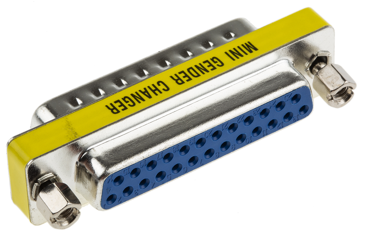 828-252 RS PRO D-Sub Adapter 25-Way D-Sub to Male Male 25 Way D-Sub Female Female