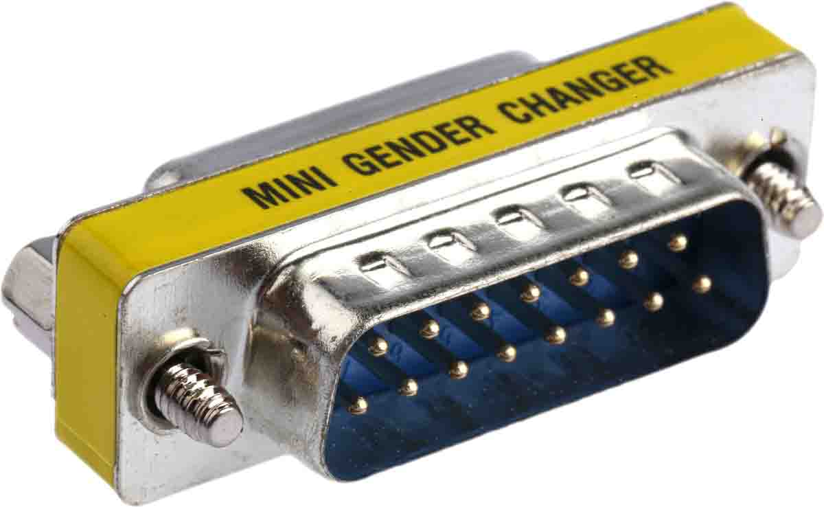 RS PRO D-Sub Adapter 15-Way D-Sub to Male Male 15 Way D-Sub Female Female