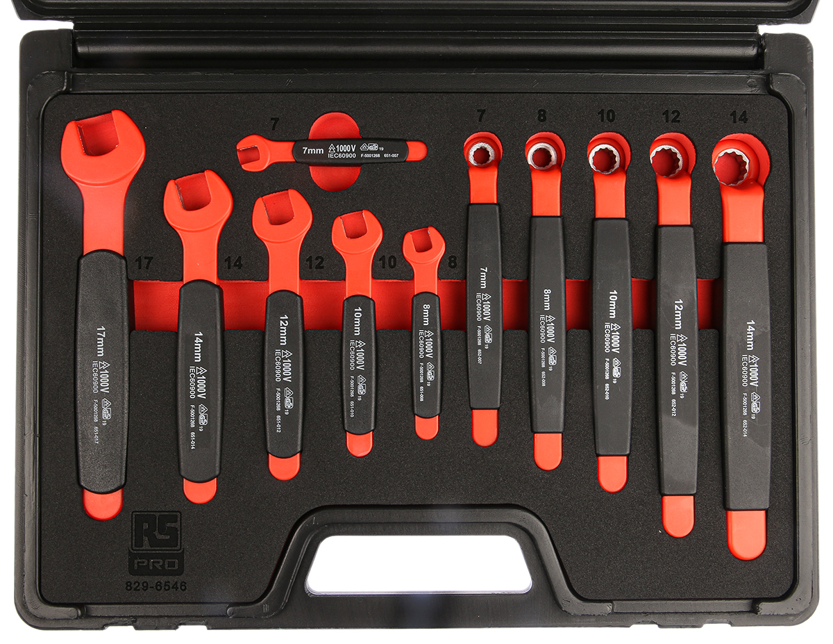 RS PRO 11-Piece Spanner Set, 7 to 17 mm, Chrome Vanadium Steel