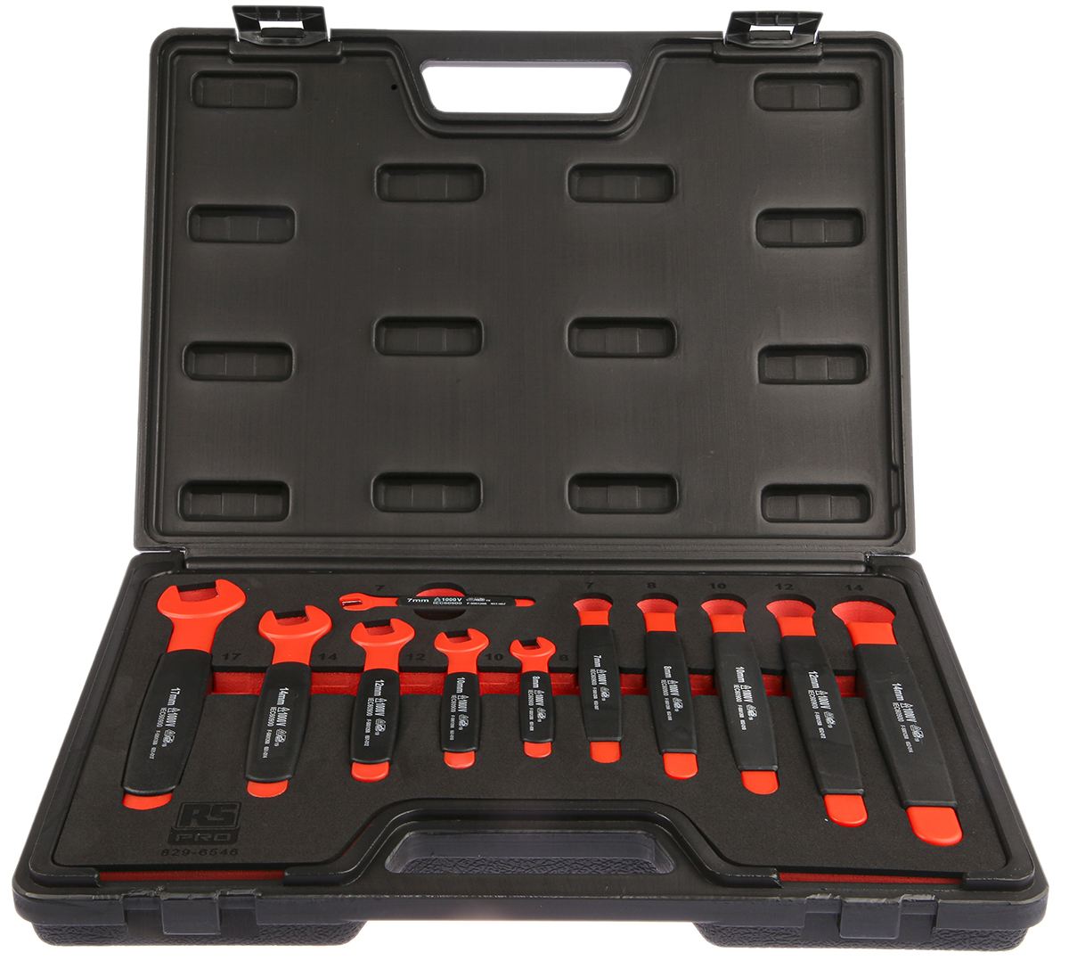 829-6546 RS PRO 11-Piece Spanner Set, 7 to 17 mm, Chrome Vanadium Steel