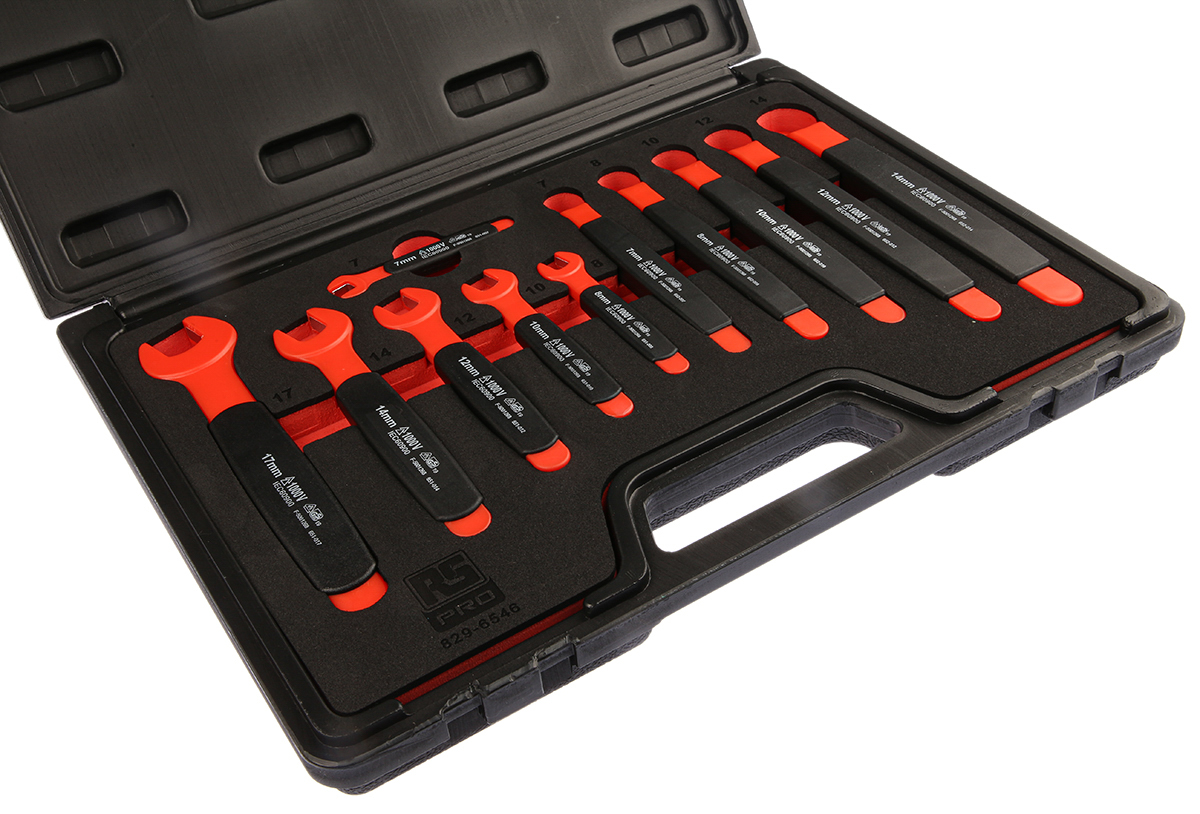 829-6546 RS PRO 11-Piece Spanner Set, 7 to 17 mm, Chrome Vanadium Steel