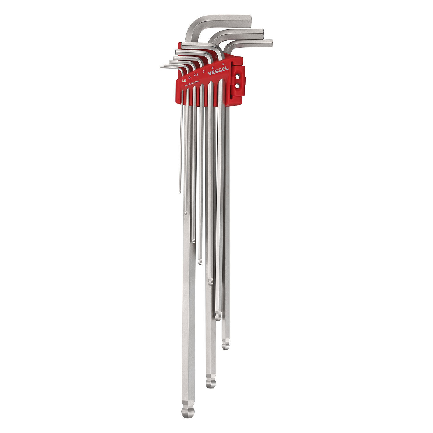 Vessel 9 piece L Metric Hexagon Key Sets, Hex size 1.5-10 mm