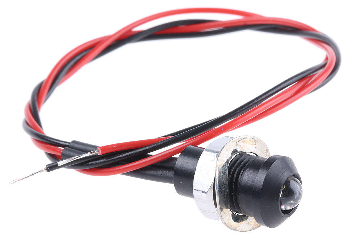 Oxley Yellow Panel Mount Indicator, 8mm Mounting Hole Size, Lead Wires Termination, IP67