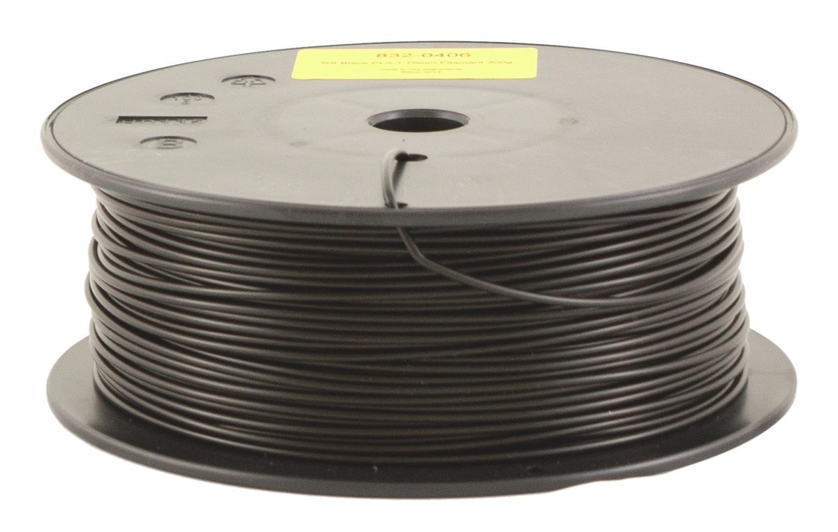 832-0406 RS PRO 1.75 mm Black PLA 3D Printer Filament, 300 g