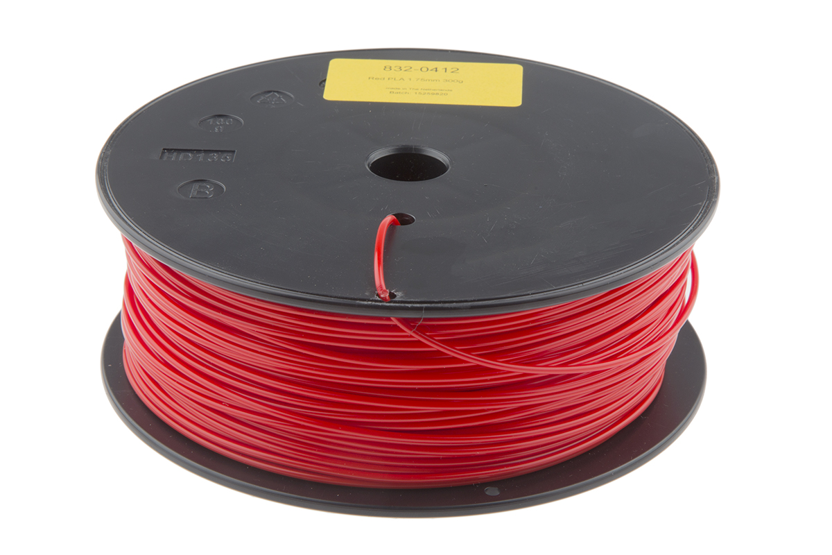 832-0412 RS PRO 1.75 mm Red PLA 3D Printer Filament, 300 g