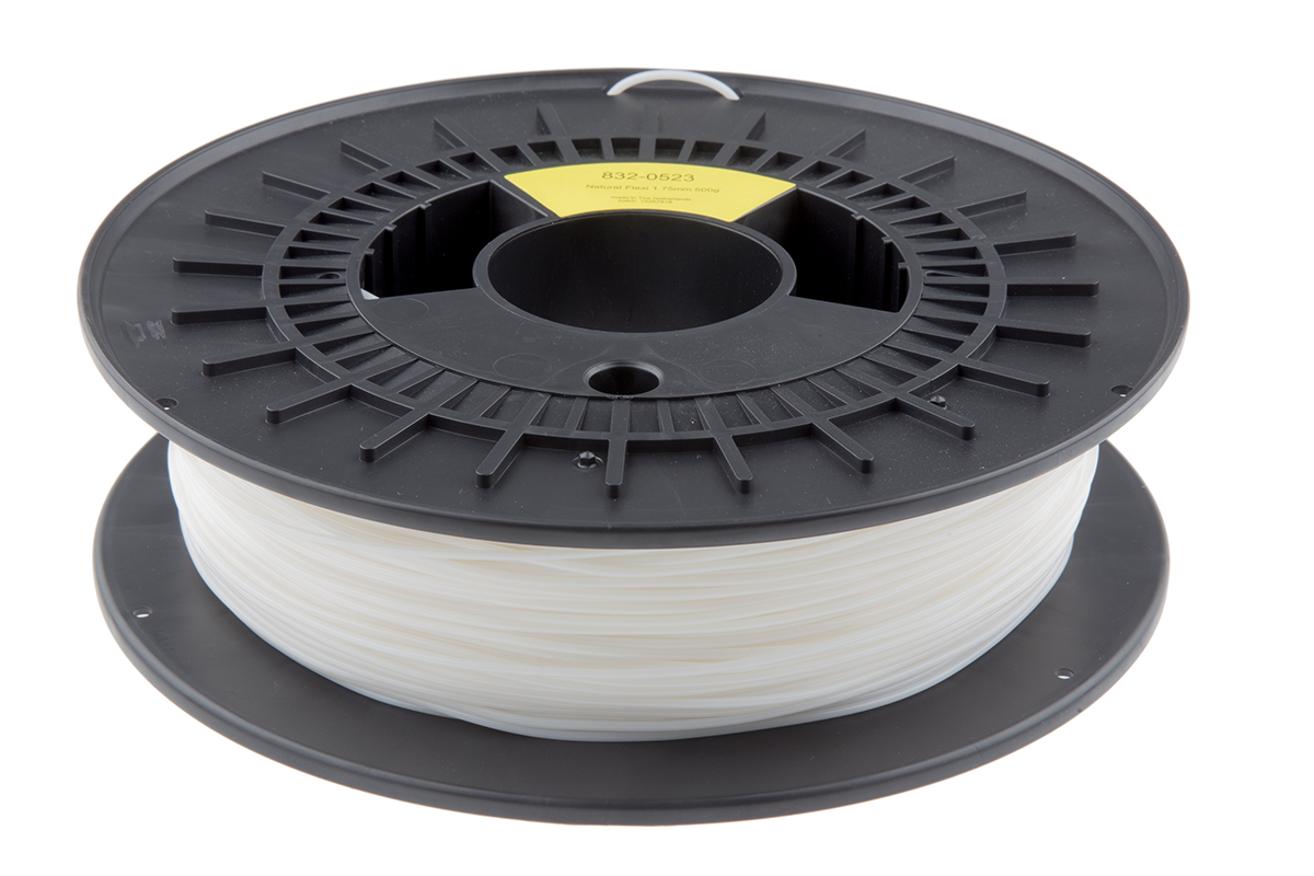 832-0523 RS PRO 1.75 mm Natural FLEX 45 3D Printer Filament, 500 g