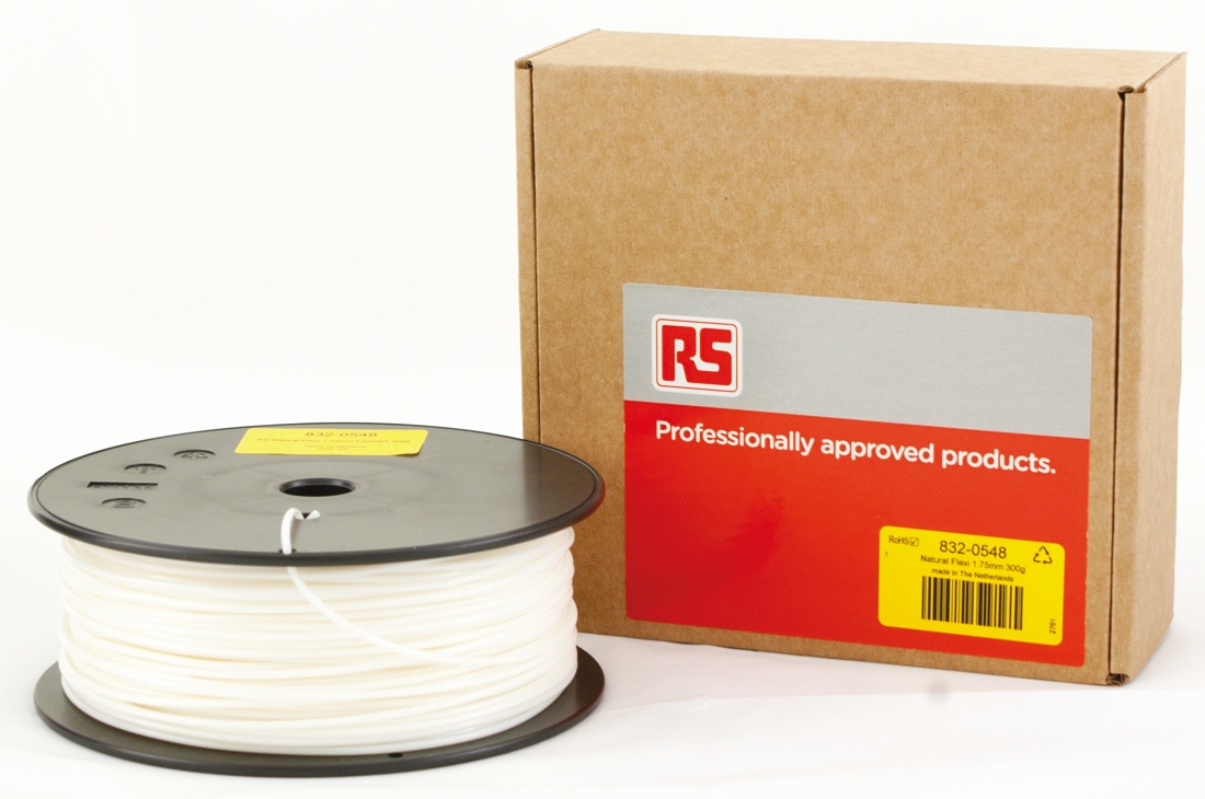 832-0548 RS PRO 1.75 mm Natural FLEX 45 3D Printer Filament, 300 g