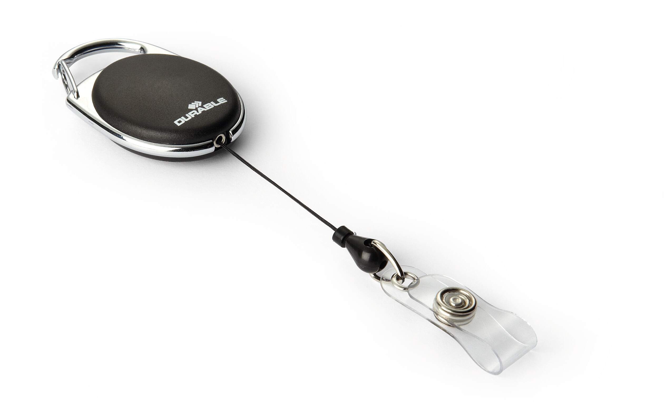 Durable Black Metal Badge Reel Snap Strap