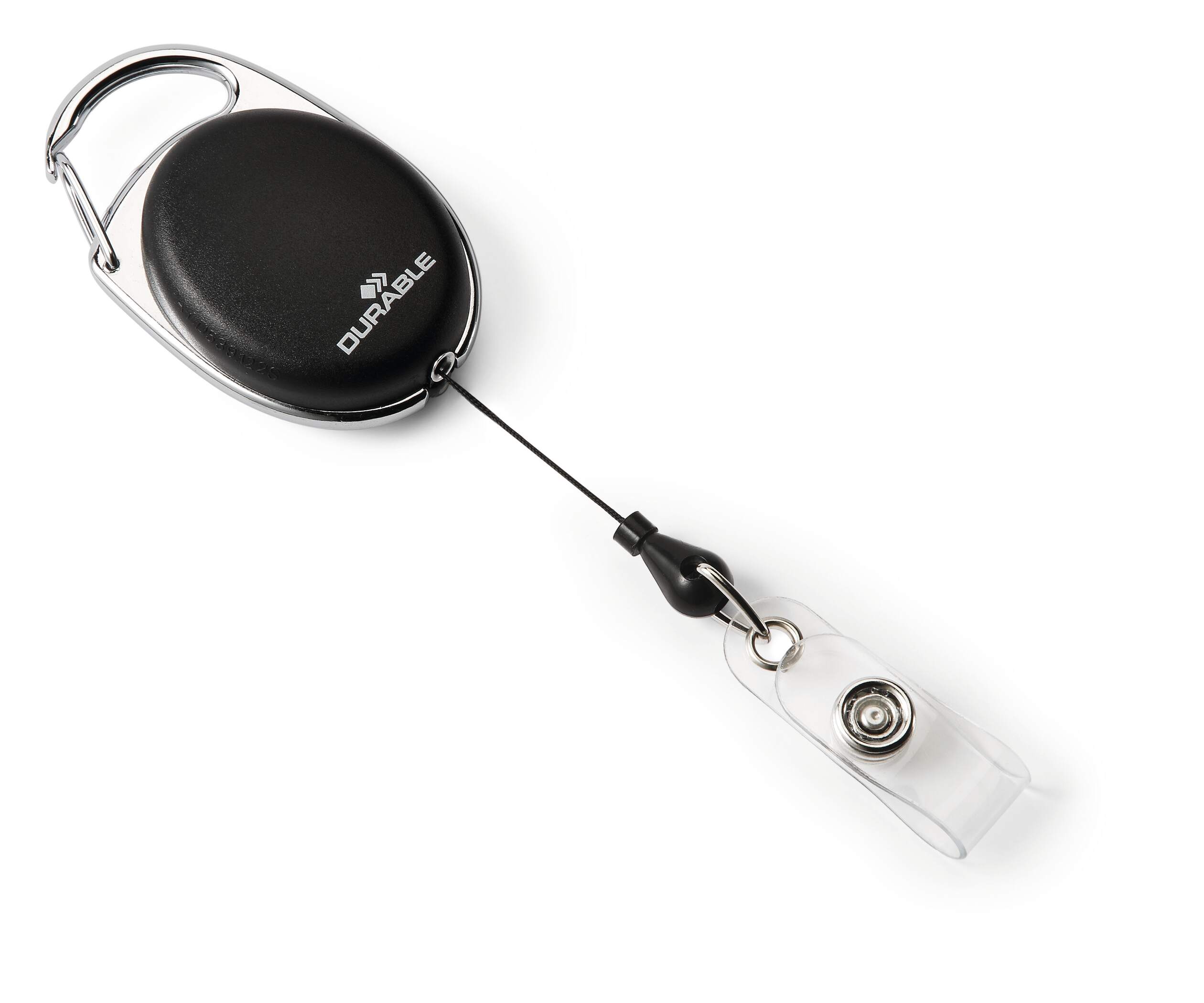 832401 Durable Black Metal Badge Reel Snap Strap