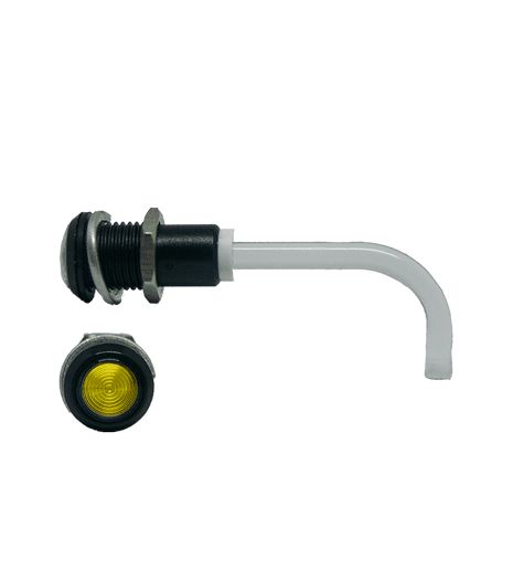 RHD-1100-3500-F9PZY67PR Bivar, Panel Mount Right Angle LED Light Pipe, Yellow Round Lens