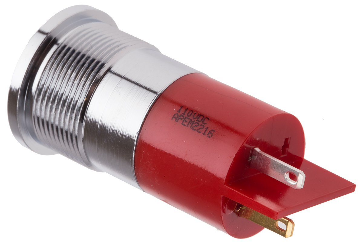 833-2904 RS PRO Red Panel Mount Indicator, 110V dc, IP67
