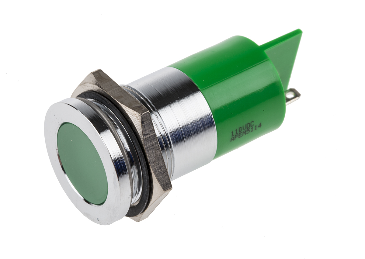 RS PRO Green Panel Mount Indicator, 110V dc, IP67