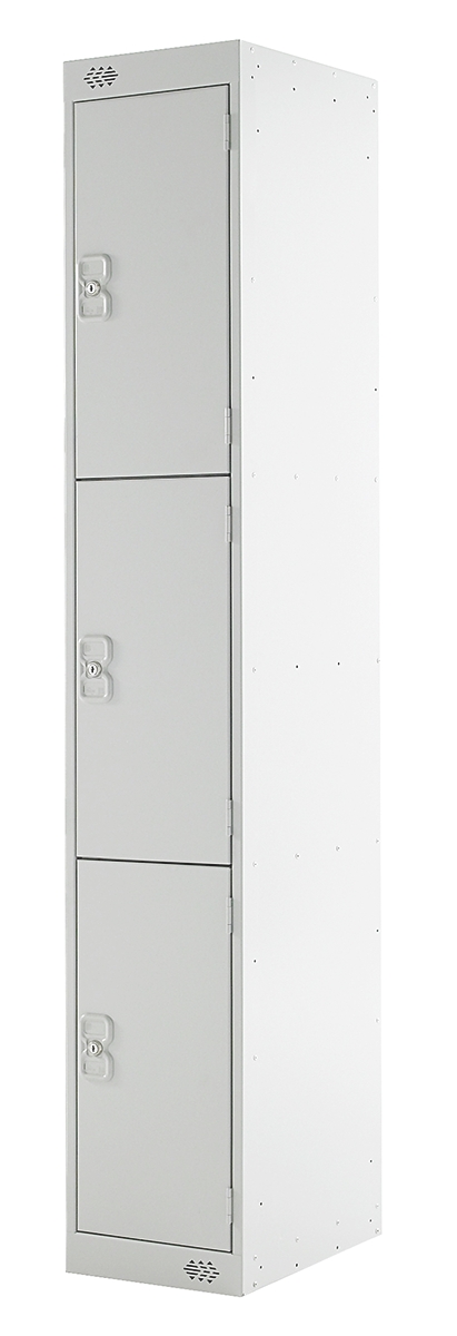 RS PRO 3 Door Steel Light Grey Storage Locker, 1800 mm x 300 mm x 300 mm