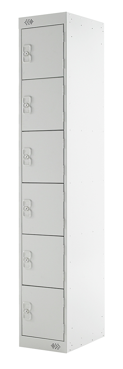 RS PRO 6 Door Steel Light Grey Storage Locker, 1800 mm x 300 mm x 300 mm