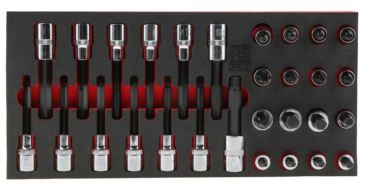 RS PRO 29-Piece 1/2 in 6 Point, Bit, Deep, Hexagon Socket Set