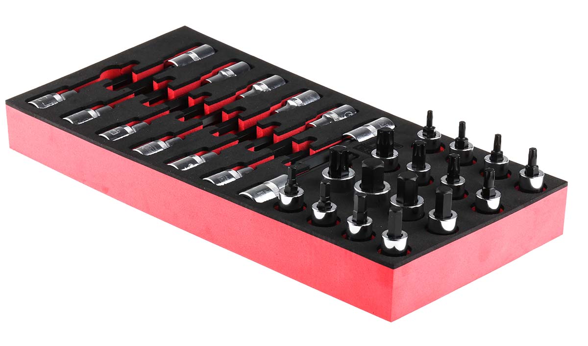 833-5957 RS PRO 29-Piece 1/2 in 6 Point, Bit, Deep, Hexagon Socket Set