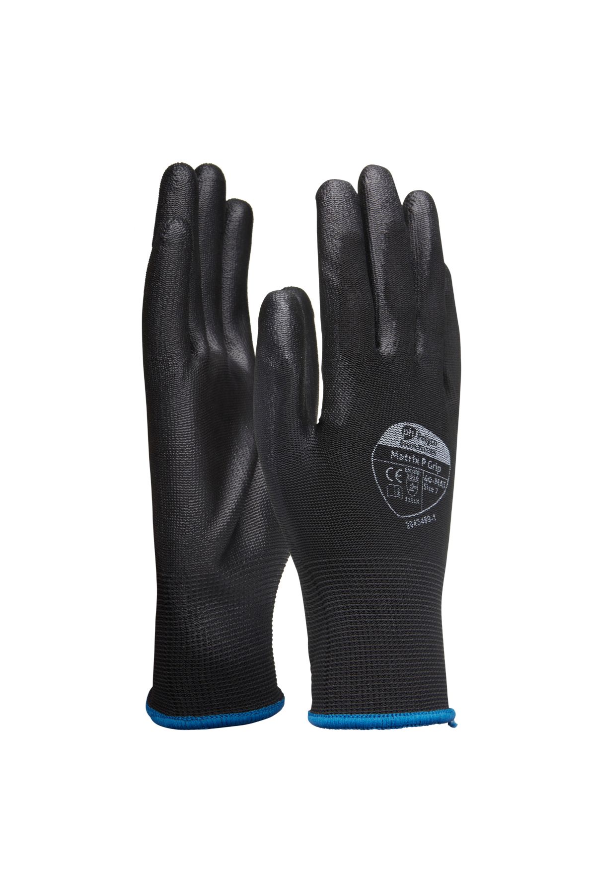 406-mat-bulk Polyco Healthline Black Polyurethane Reusable Gloves, Size 11, Polyurethane Coating