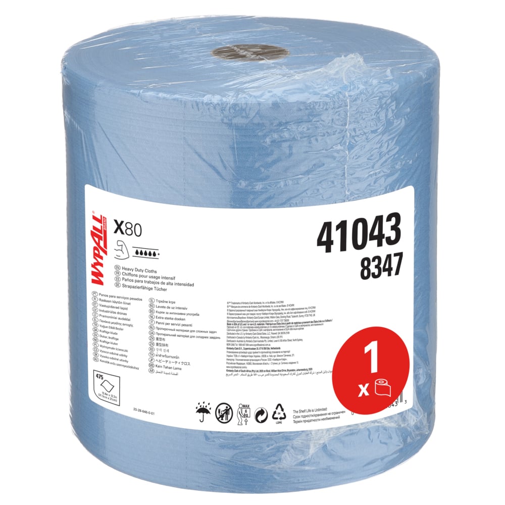 WYPALL  WypAll® X80 Power Clean™ (8347) Dry Cleaning, Roll of, 310 x 315 mm 475 Per Pack
