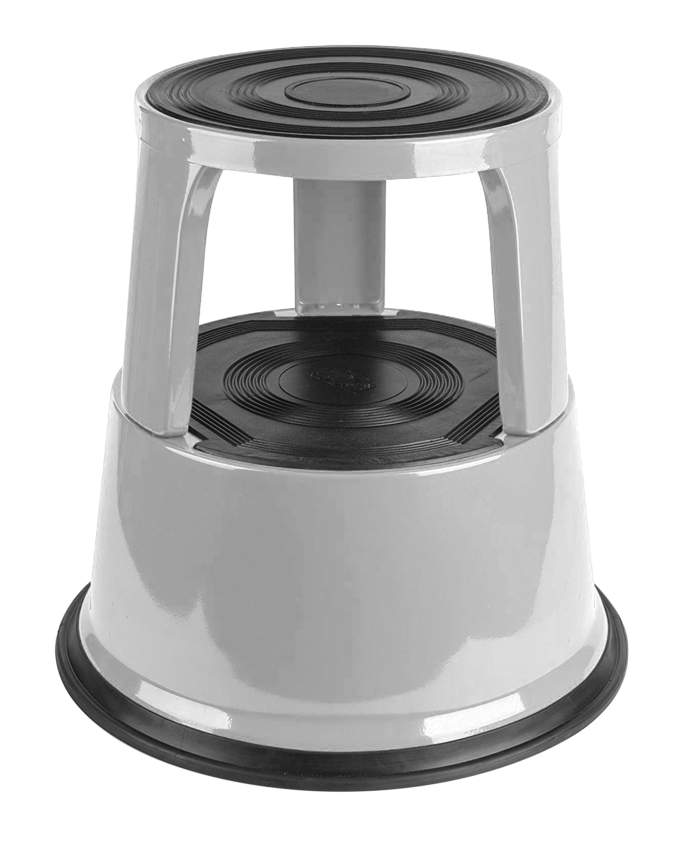 FIMM 2 Tread Metal Steps 405mm Platform Height, Grey, Black