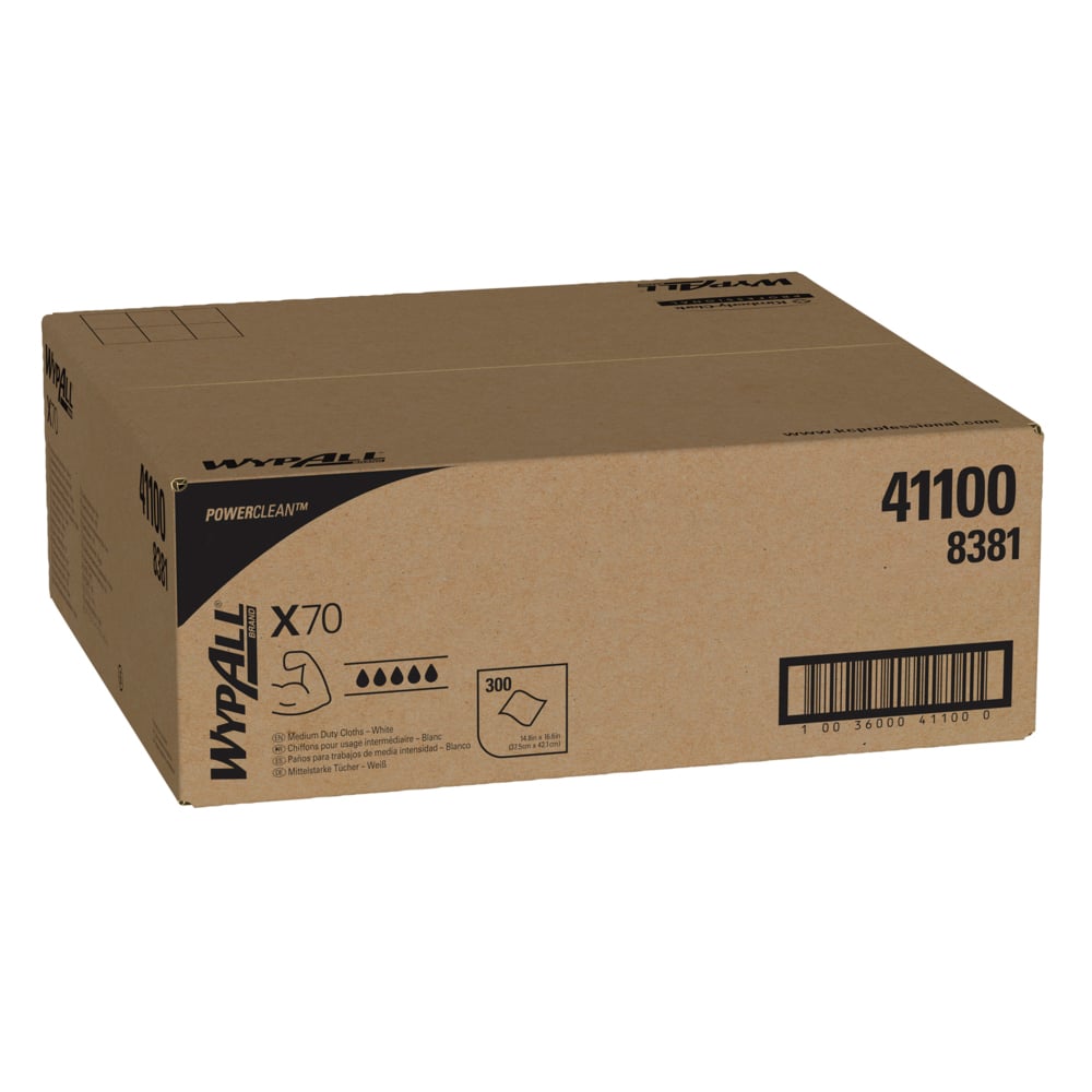 8381042 WYPALL WYPALL White Cloths for Industrial Cleaning, Dry Use, Box of 300 Per Pack, 421 x 375 mm, Repeat Use