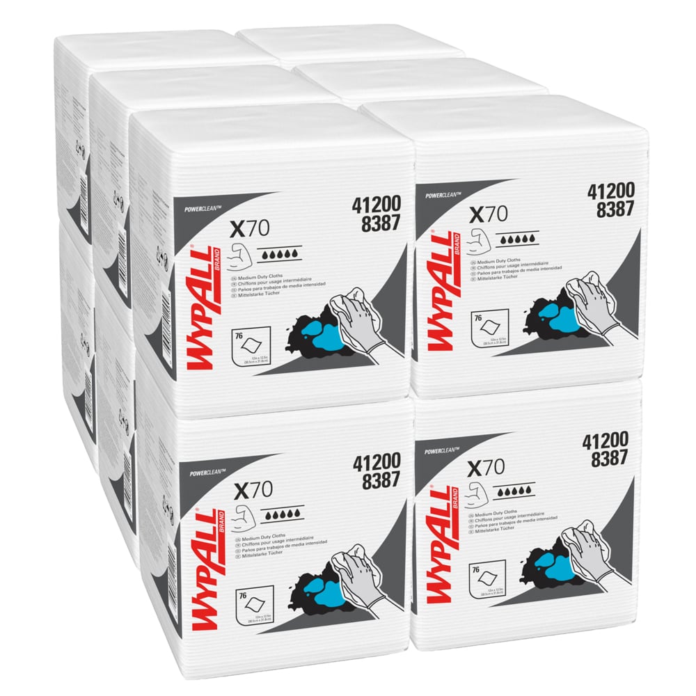 8387003 WYPALL WYPALL White Cloths for Industrial Cleaning, Dry Use, Pack of 76 Per Pack, 305 x 318 mm, Repeat Use