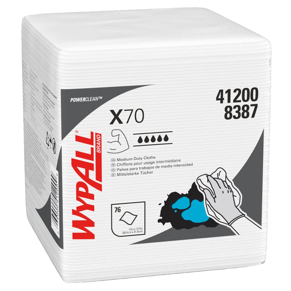 8387003 WYPALL WYPALL White Cloths for Industrial Cleaning, Dry Use, Pack of 76 Per Pack, 305 x 318 mm, Repeat Use