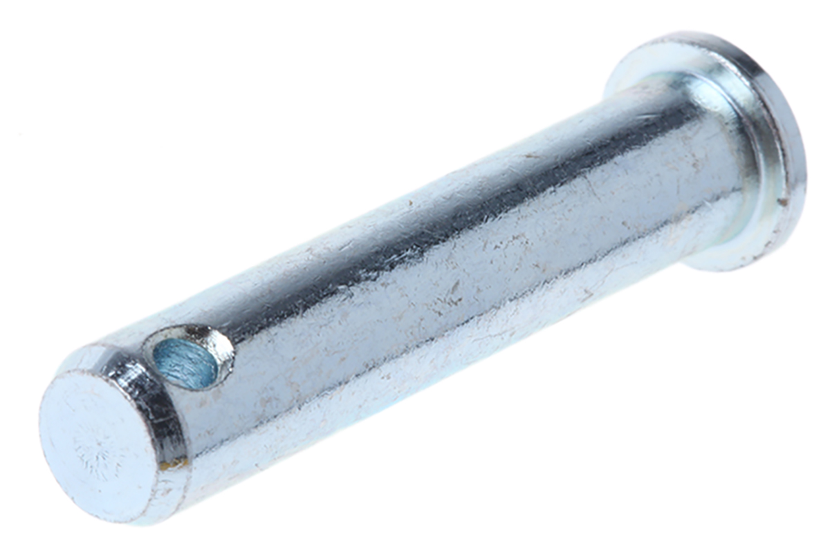 RS PRO 38.1 mm Bright Zinc Stainless Steel Clevis Pin, 7.94 mm Diameter