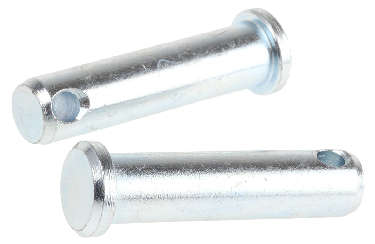 RS PRO 38.1 mm Bright Zinc Stainless Steel Clevis Pin, 9.53 mm Diameter