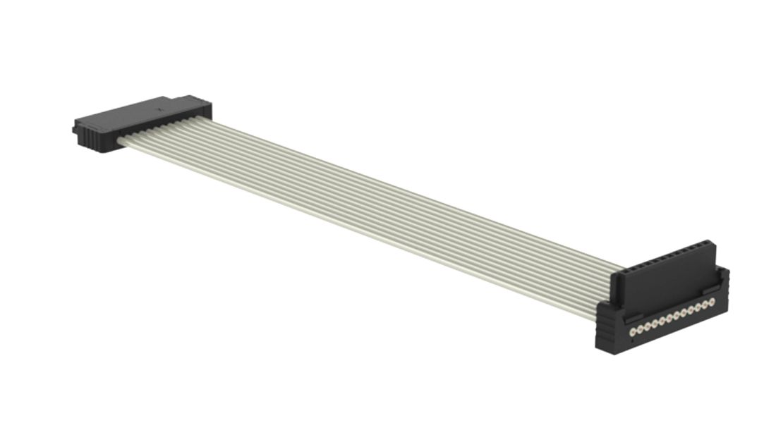 ERNI 12 Series, Flat Ribbon Cable Assembly, 200 mm Length, 12, Female Connector to Right Angle Plug