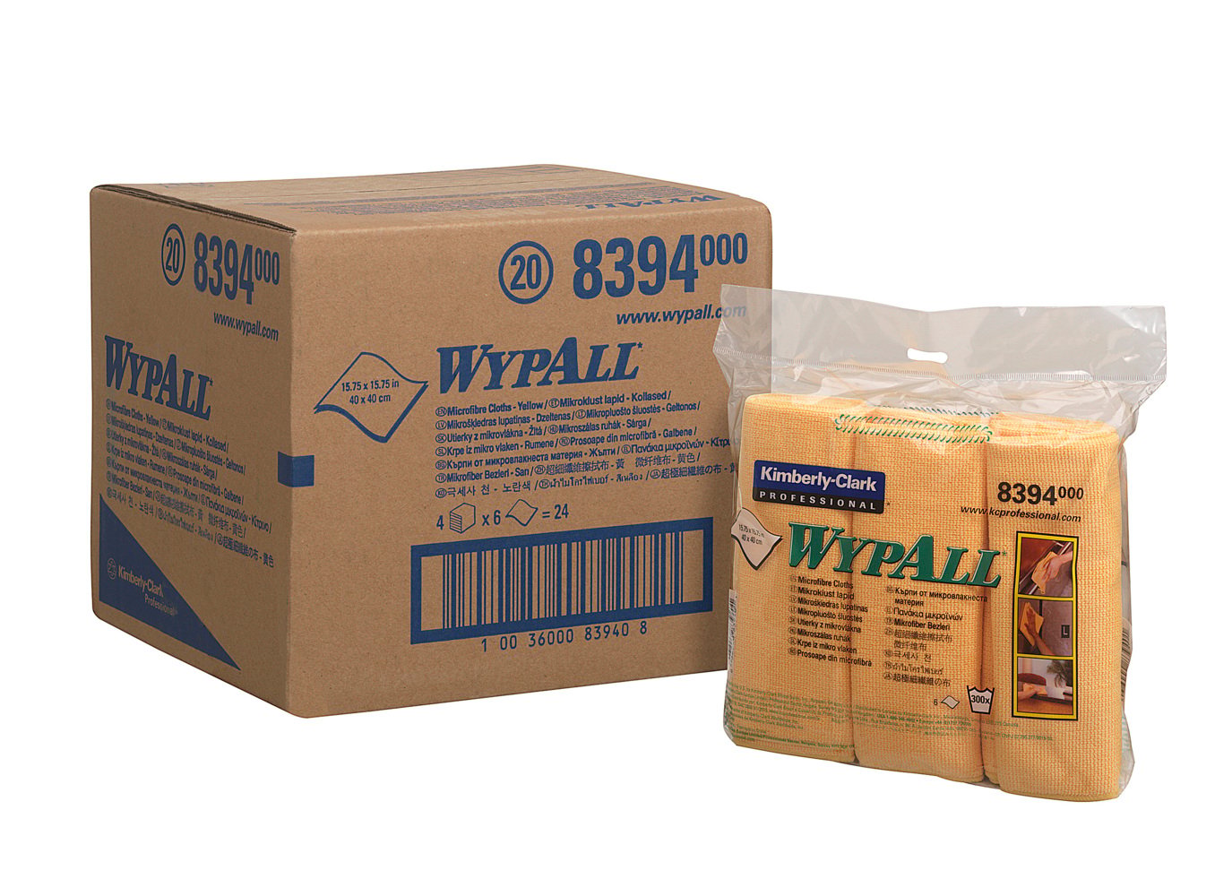 WYPALL WYPALL Yellow Microfibre Cloths for Surface Cleaning, Dry Use, Pack of 6 Per Pack, 400 x 400 mm, Repeat Use