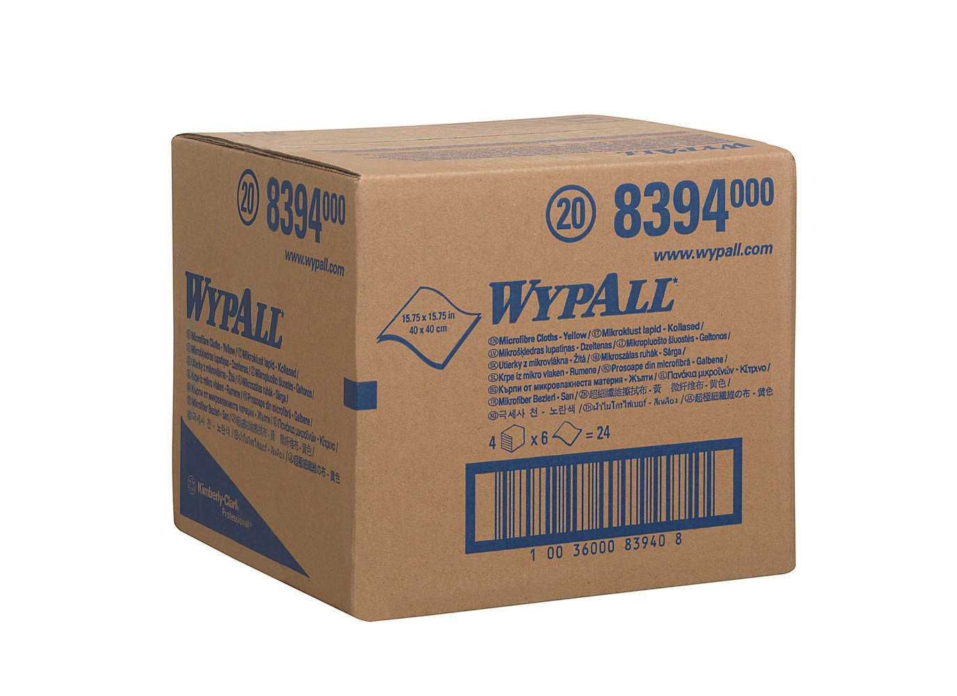 8394 WYPALL WYPALL Yellow Microfibre Cloths for Surface Cleaning, Dry Use, Pack of 6 Per Pack, 400 x 400 mm, Repeat Use