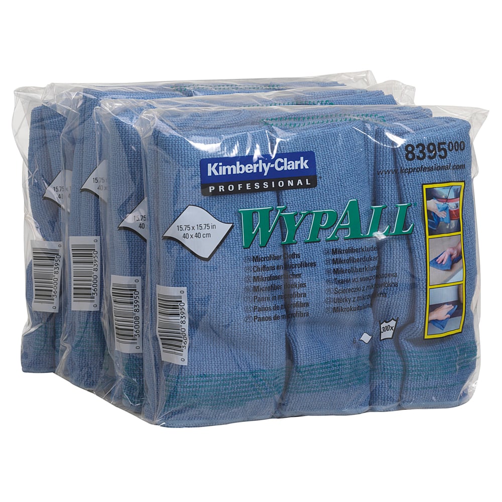 8395 WYPALL WYPALL Blue Microfibre Cloths for Industrial Cleaning, Dry Use, Pack of 6 Per Pack, 400 x 400 mm, Repeat Use