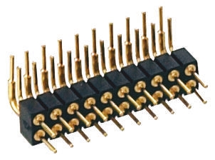 Preci-Dip 832 Series Right Angle Through Hole Pin Header, 22 Contact(s), 2 mm Pitch, 2 Row, Unshrouded