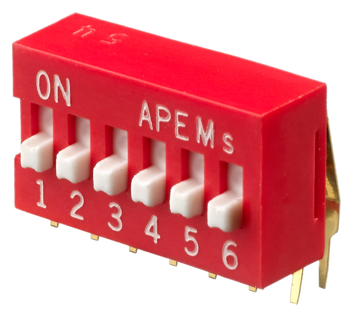 Apem 6 Way Through Hole DIP Switch SPST, Raised Actuator