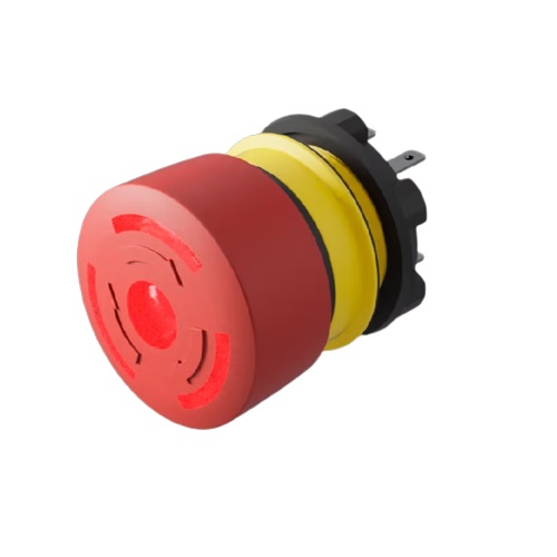 84-50312b20 EAO 84 Series Twist Release Illuminated Emergency Stop Push Button, Panel Mount, 22.5 mm Cutout, SPDT, IP65
