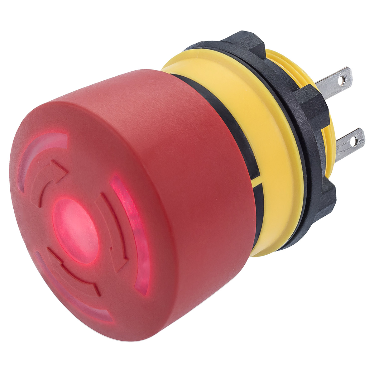 EAO 84 Series Twist Release Illuminated Emergency Stop Push Button, Panel Mount, 22 mm Cutout, 1 NO/1 NC, IP65, IP67