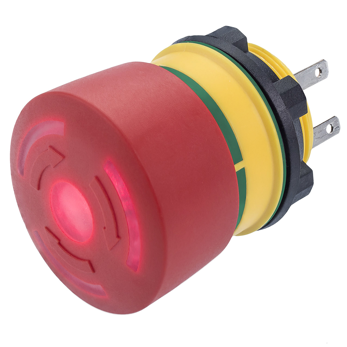 EAO Compact Series Maintained Illuminated Emergency Stop Push Button, 22.3 mm Cutout, 1 NC, IP67, IP65