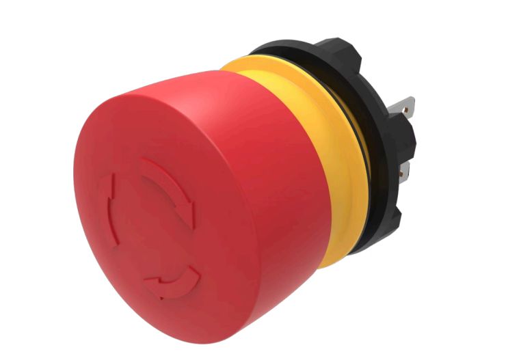 EAO 84-5520 Series Maintained Illuminated Emergency Stop Push Button, Panel Mount, 22.3 mm Cutout, 1 NC, IP65, IP67,