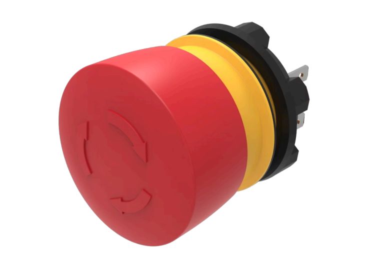 EAO 84-5530 Series Maintained Emergency Stop Push Button, Panel Mount, 22.3 mm Cutout, 1 NO/1 NC, IP67, IP66, IP65