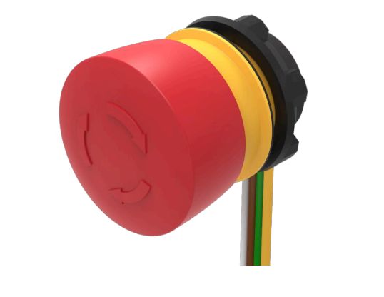 EAO 84-5530 Series Maintained Emergency Stop Push Button, Panel Mount, 22.3 mm Cutout, 1 NO/1 NC, IP67, IP65, IP66