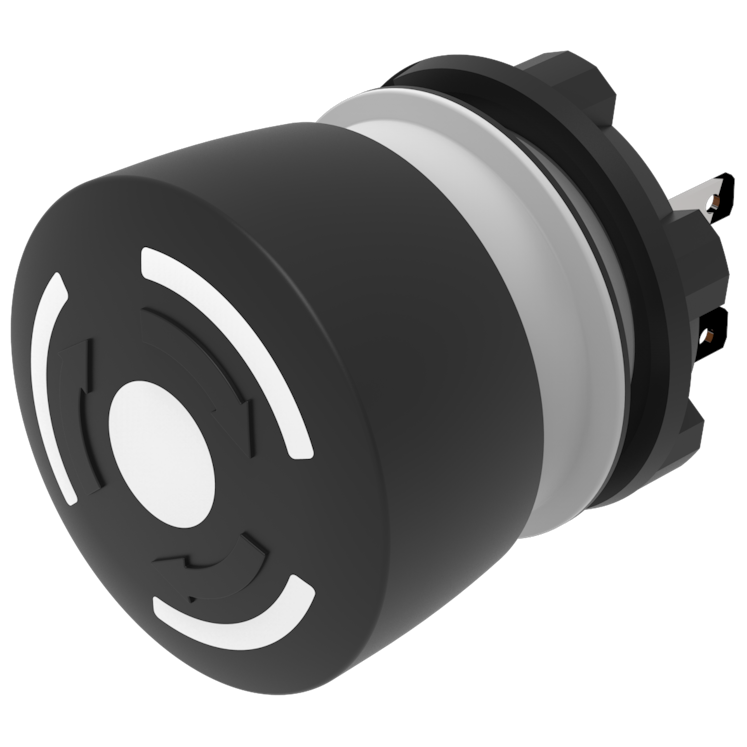 EAO 84-6340.0020 Series Stop Emergency Stop Push Button, Panel, 22.3 mm Cutout, 2 NC, IP65, IP66, IP67