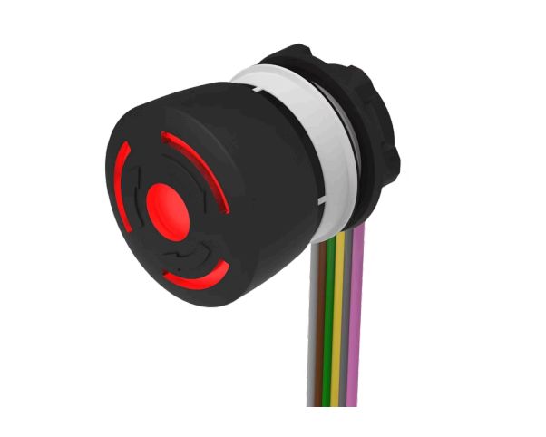 EAO 84-6341 Series Maintained Illuminated Emergency Stop Push Button, Panel Mount, 22.3 mm Cutout, DPST, IP66, IP65,